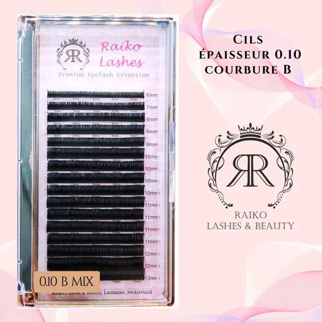 Raiko Lashes Curvature B Thickness 0.10