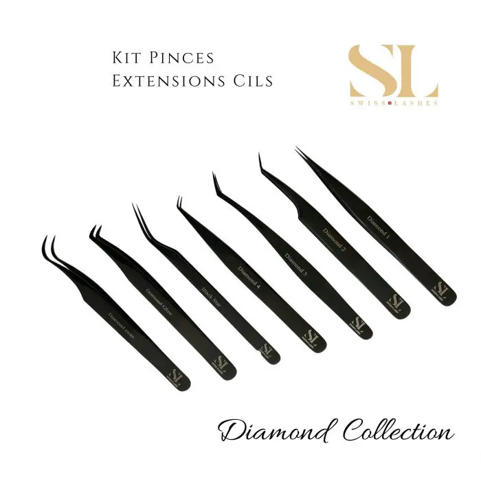 KIT 7 PINCES EXTENSION CILS Diamond Collection SWISS LASHES