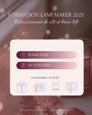Tu veux apprendre une technique tendance, demandée, efficace et rentable ?
Rejoins notre formation 4 en 1 certifiée My Lamination® et deviens une experte du regard !

Prochaines sessions :
– 19 mai ou 24 juin 2026
– Places très limitées (2 personnes max par session) pour un encadrement personnalisé.

Tu es débutante ou tu veux te perfectionner ? Cette formation est faite pour toi.

À la fin de la journée, tu repars avec un certificat officiel, un suivi post-formation et tout ce qu’il faut pour démarrer.

Lieu : Lausanne – Ouverture aux élèves de Genève, Fribourg, Neuchâtel et toute la Suisse romande.

Réserve ta place dès maintenant via le lien dans la bio ou en message privé !

Raiko – Raiko Beauty Académie

#formationrehaussementcils #formationbrowlift #formationmylamination #lashliftsuisse #browliftsuisse #rehaussementcilslausanne #browlaminationlausanne #formationbeautesuisse #lashliftgeneve #browliftfribourg #academybeautesuisse #formationcilslausanne #formationbrowlaminationsuisse #raikobeautyacademie #formationesthetiquesuisse #lashliftfribourg #lashliftneuchatel #browliftgeneve