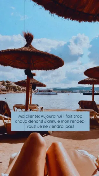 Ma cliente: Aujourd’hui il fait trop chaud dehors! J’annule mon rendez-vous! Je ne viendrai pas! 

☀️ L’été touche à sa fin… Vous n’avez pas encore pris soin de vos cils ou sourcils ? C’est le moment parfait pour le faire avant la rentrée ! 💖

📅 Dernières disponibilités pour cette semaine → Les places partent vite, ne tardez pas à réserver !
✨ Extensions de cils | Lash Lift | Brow Lift ✨

✅ Prenez rendez-vous dès maintenant via DM ou en cliquant sur le lien dans la bio.
📍 Raiko Beauty – Lausanne

💌 Ne laissez pas passer l’occasion d’avoir un regard parfait avant la fin de l’été !

#ExtensionsDeCils #LashLift #BrowLamination #RaikoBeauty #LausanneBeauty